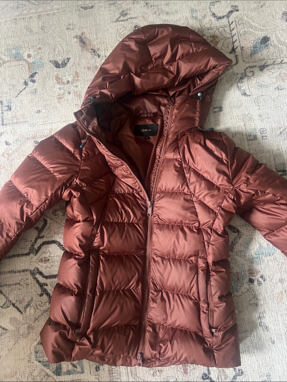 Quince Rust Brown Hooded Puffer Jacket